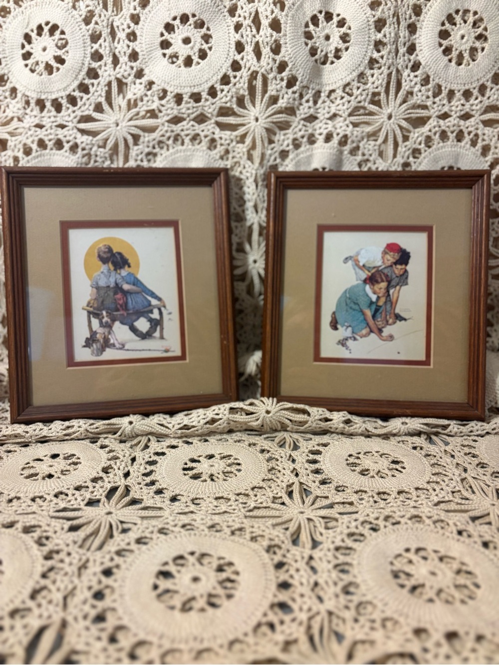 Norman Rockwell Framed Prints. Puppy Love and Marbles Champion.